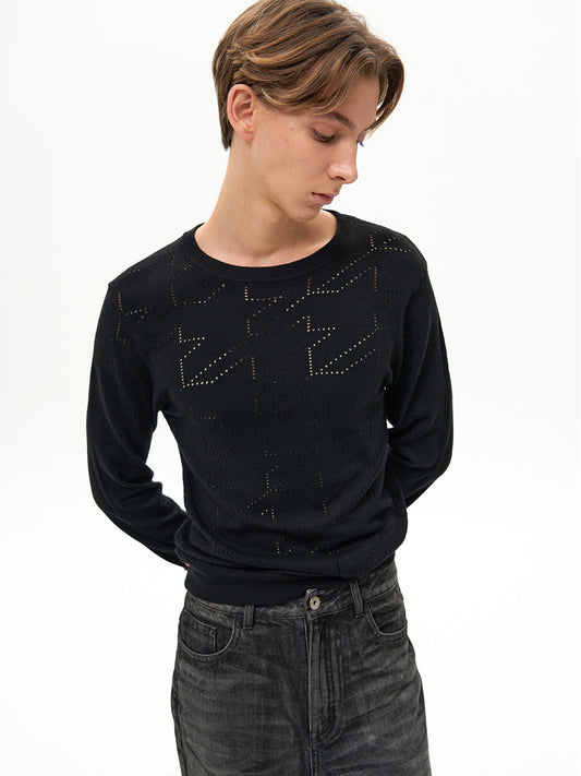 Ebony Black Cut-out Slim Long-Sleeved Sweater