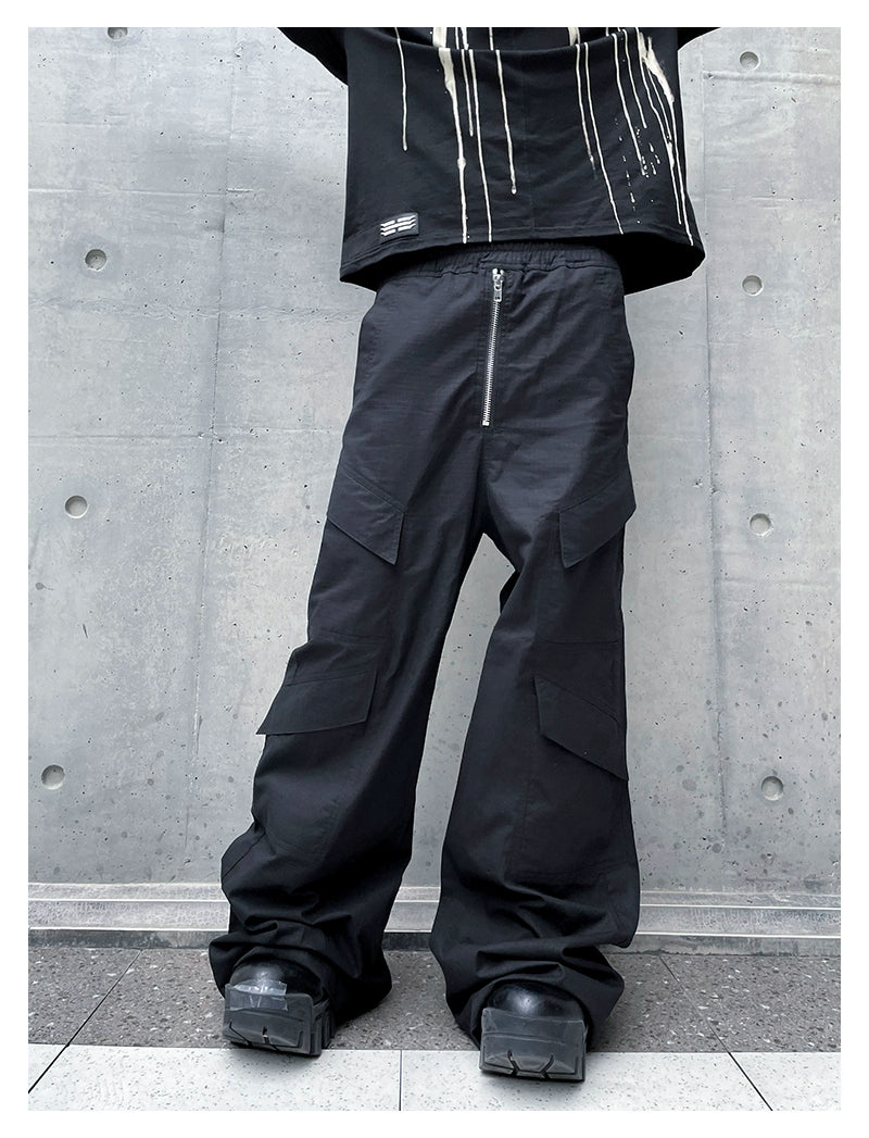 Multi Pocket Wide-Leg Cargo Trousers