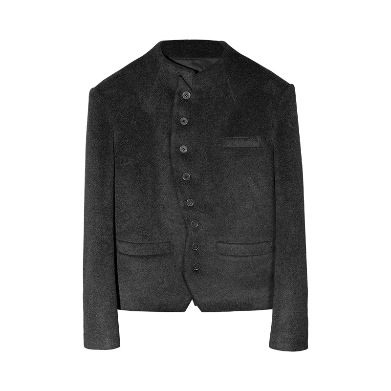 "Vene" Italian stand collar sheep wool jacket