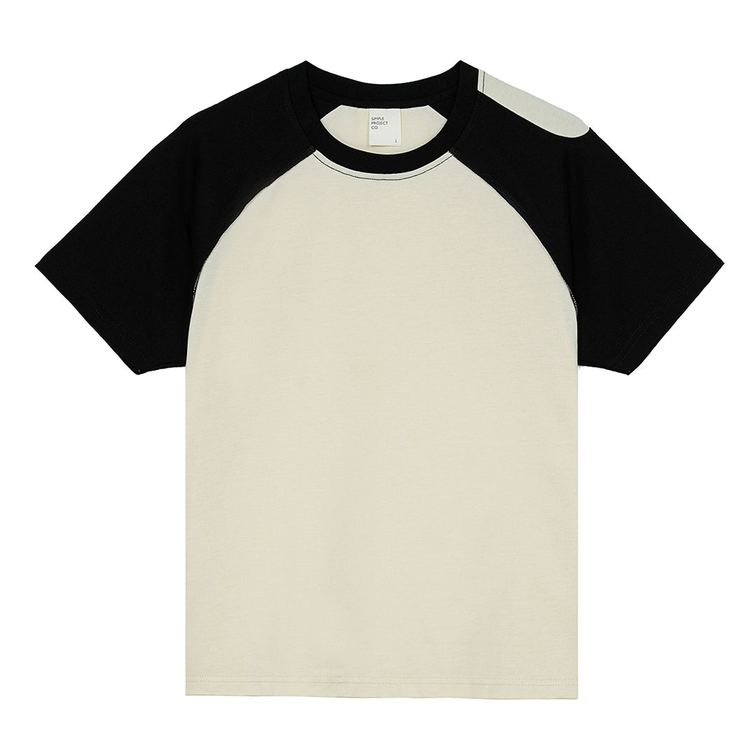 Cut-out panel raglan short sleeve T-shirt