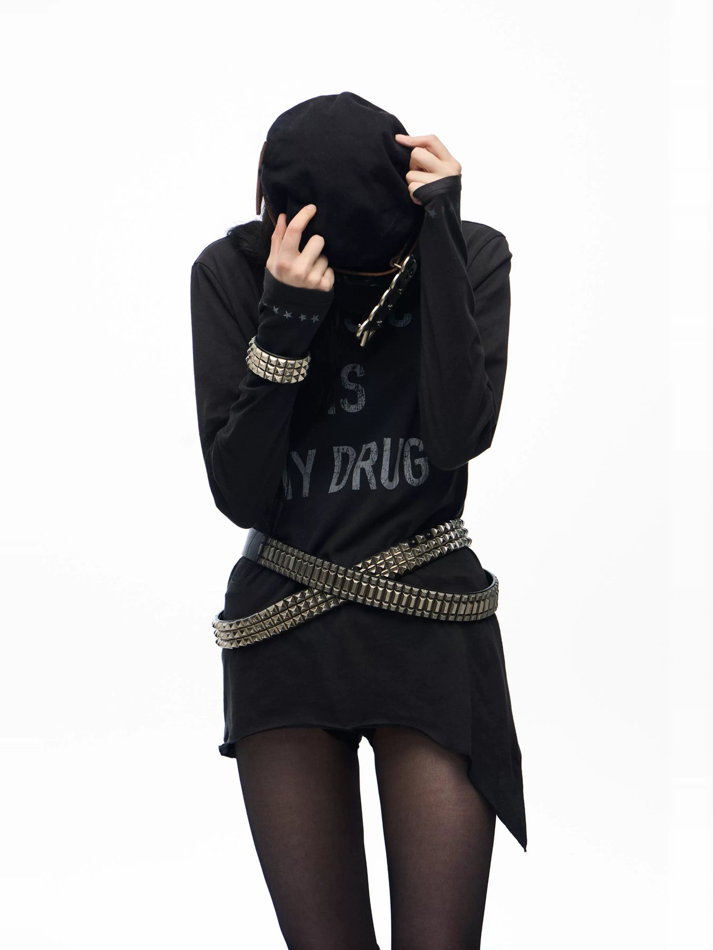 broken slogan long sleeve T-shirts