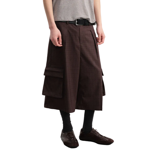 Plaid Pleated Cargo shorts