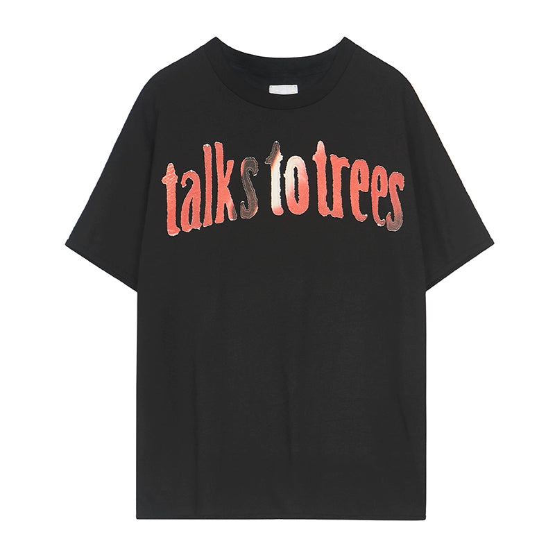 talks to trees' embroidered short sleeve T-shirt