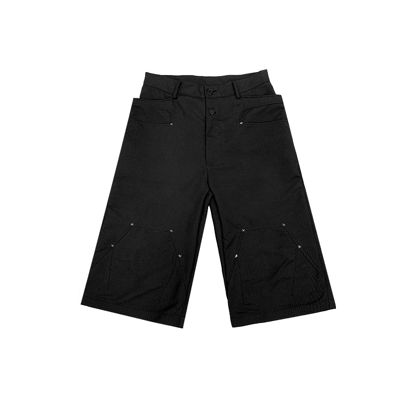 Double waist stripe cropped pants