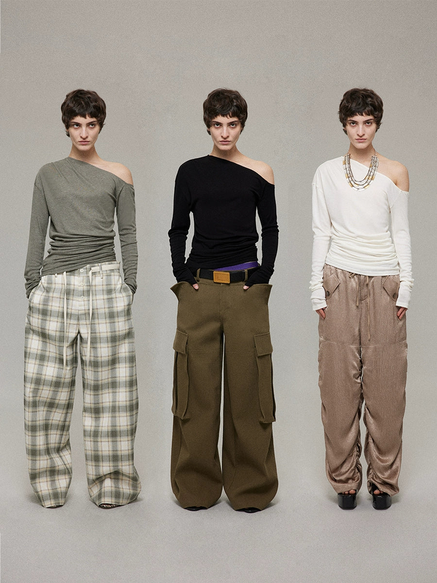 Asymmetry Shoulder long sleeve T-shirt