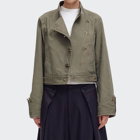 Distressed Vintage Cropped Biker Jacket