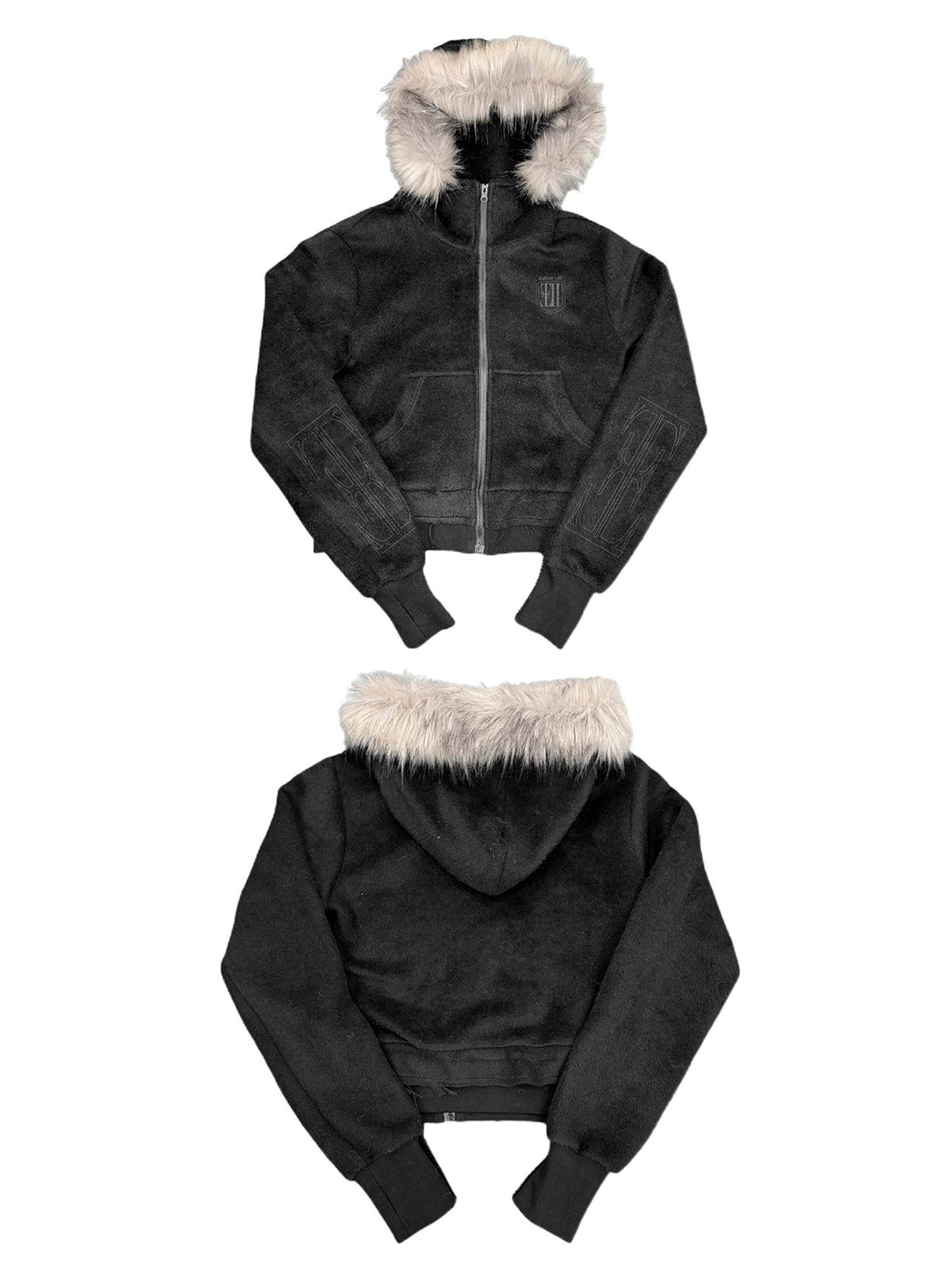 slim-fitting Hooded Fur Jacket
