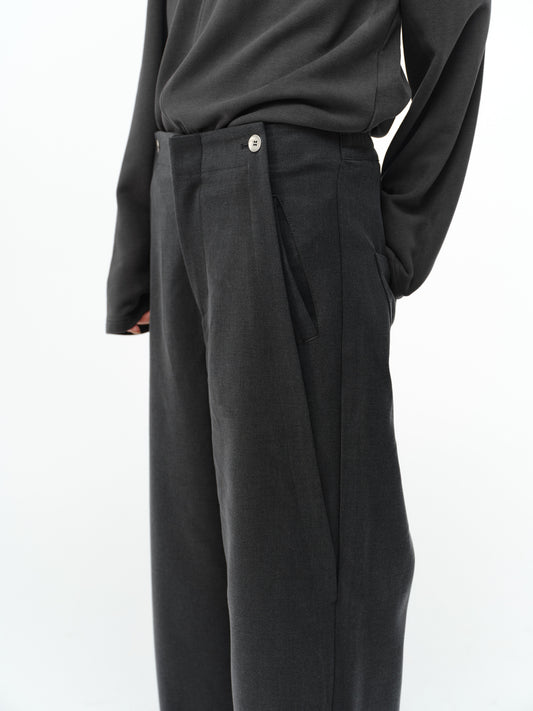 Wide-leg button trousers