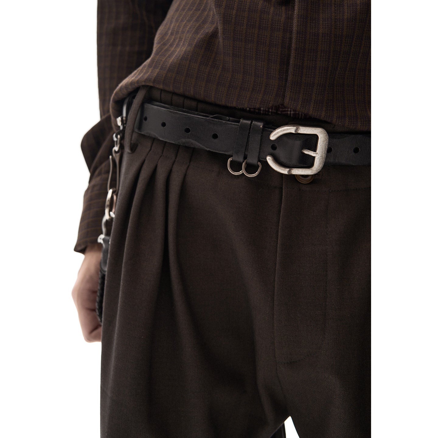 Checker Multi-Pleated Trousers