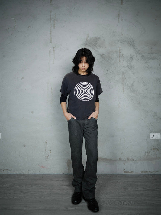 Object dyed boot cut denim jeans