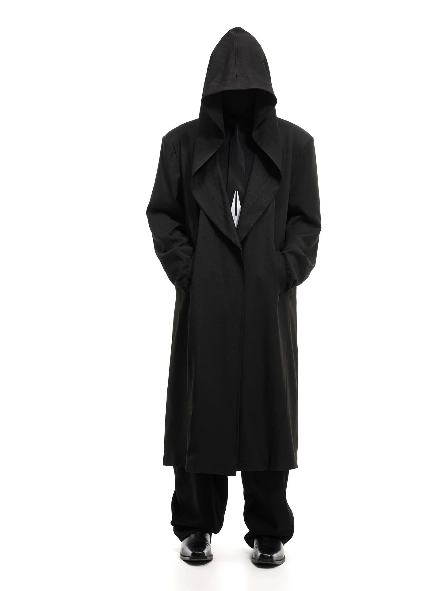 Thin Buckle Loose Hooded Trench Coat