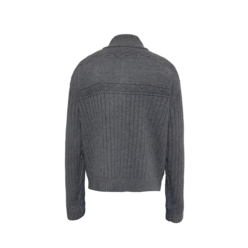 Jacquard Texture Zipper Cardigan