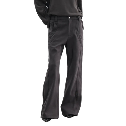 3D woolen pleated trousers