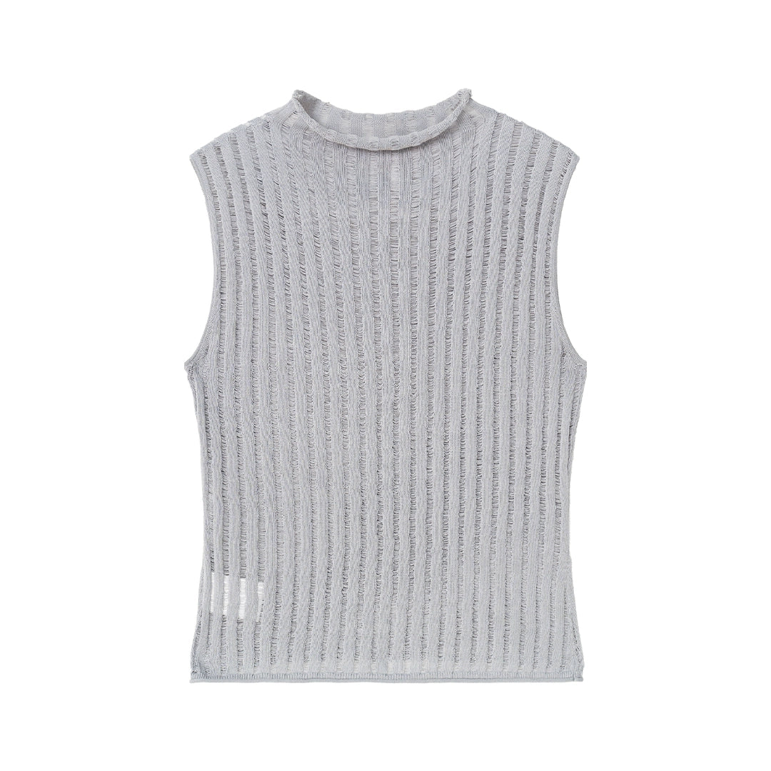 Rolled-edge knit vest