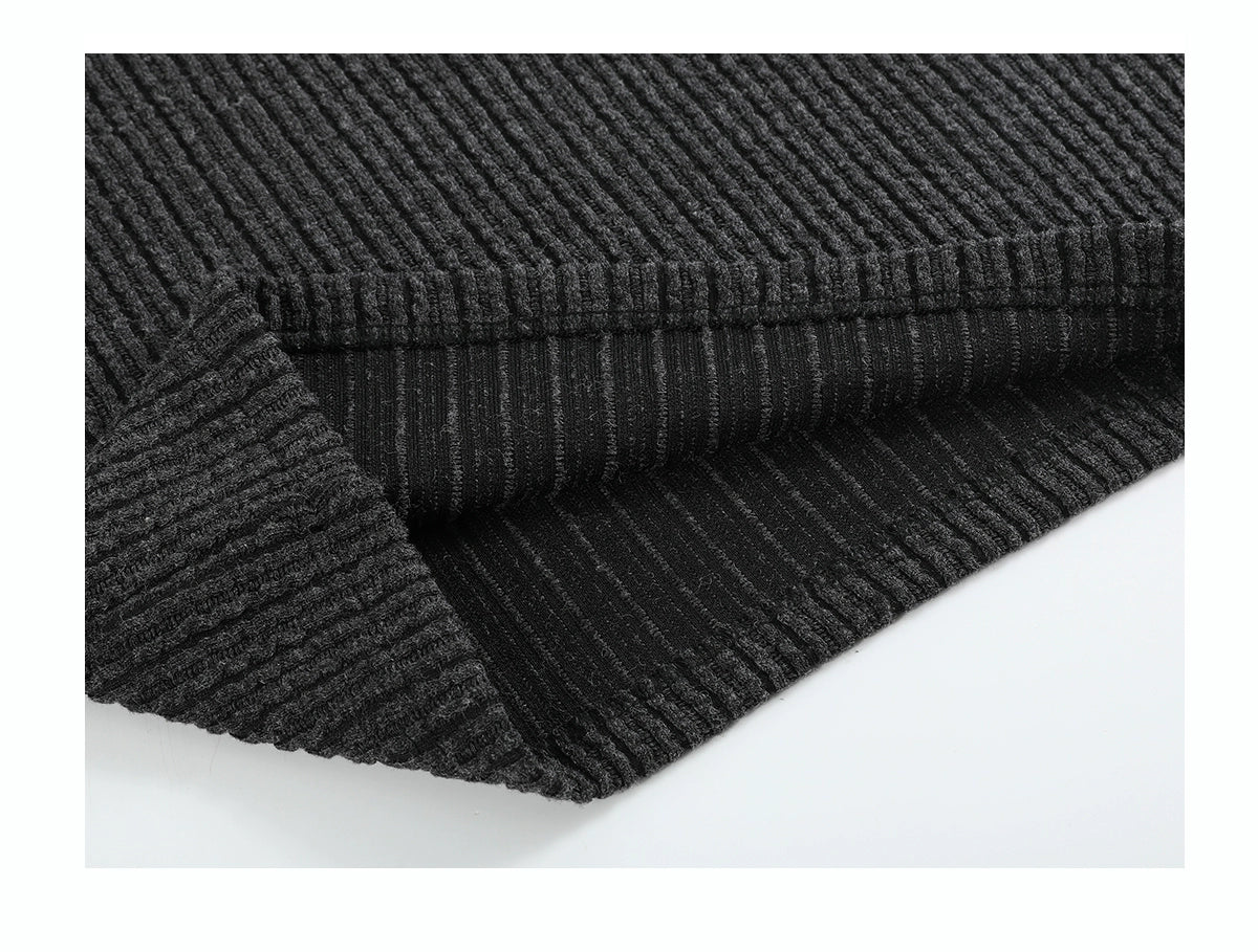 "Urhe" cable stripe stand collar pullover knit sweater