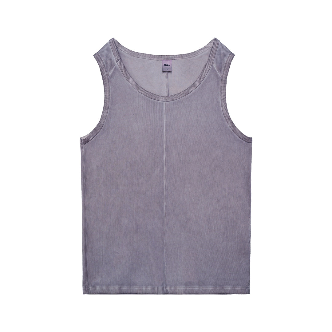 Rib-dye distressed crewneck vest
