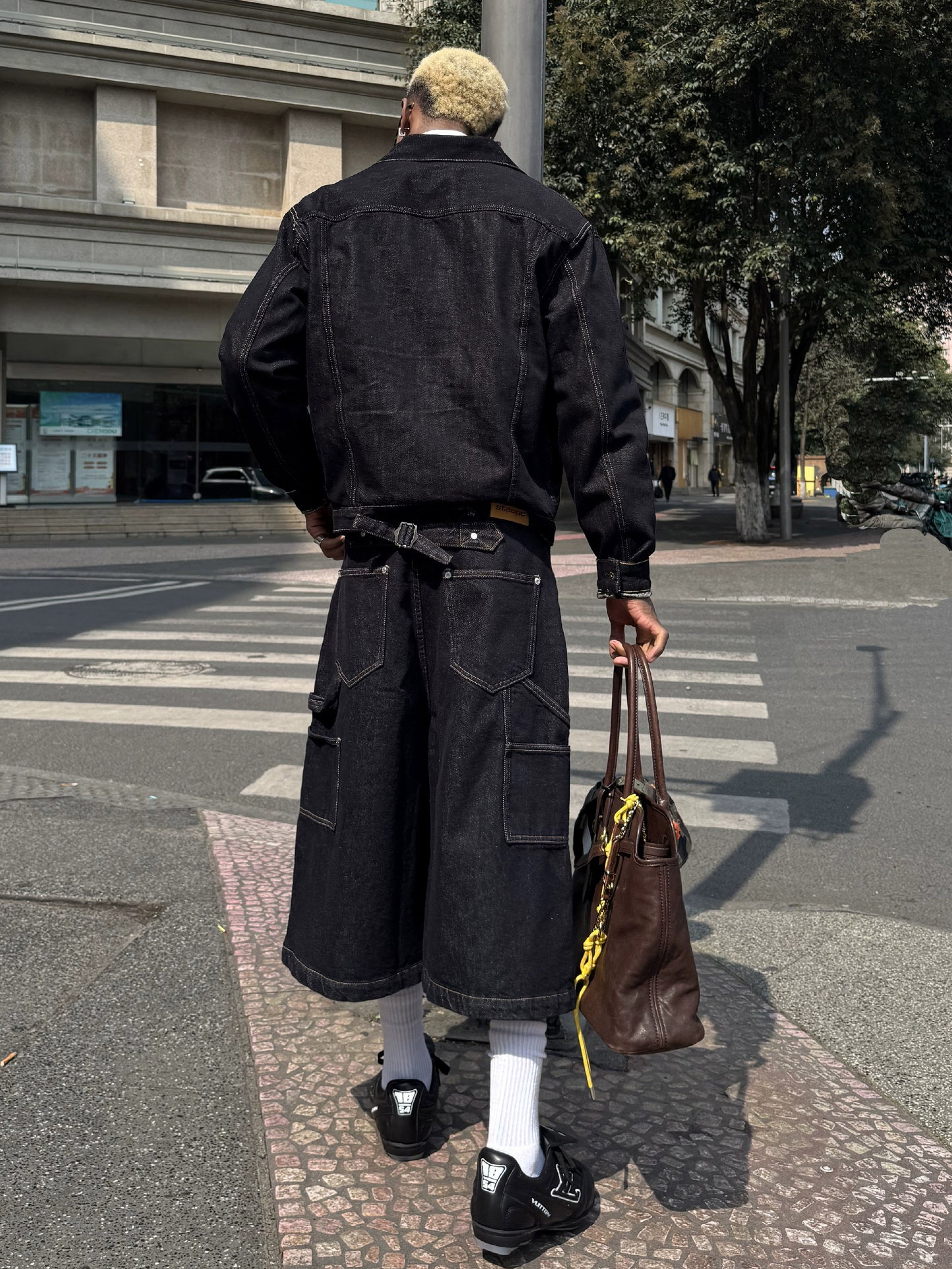 Washed raw short denim jacket