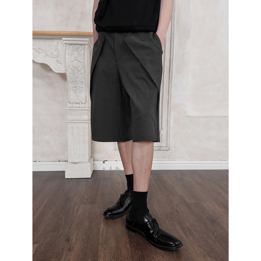 Carbon-Burnt Striped Shorts