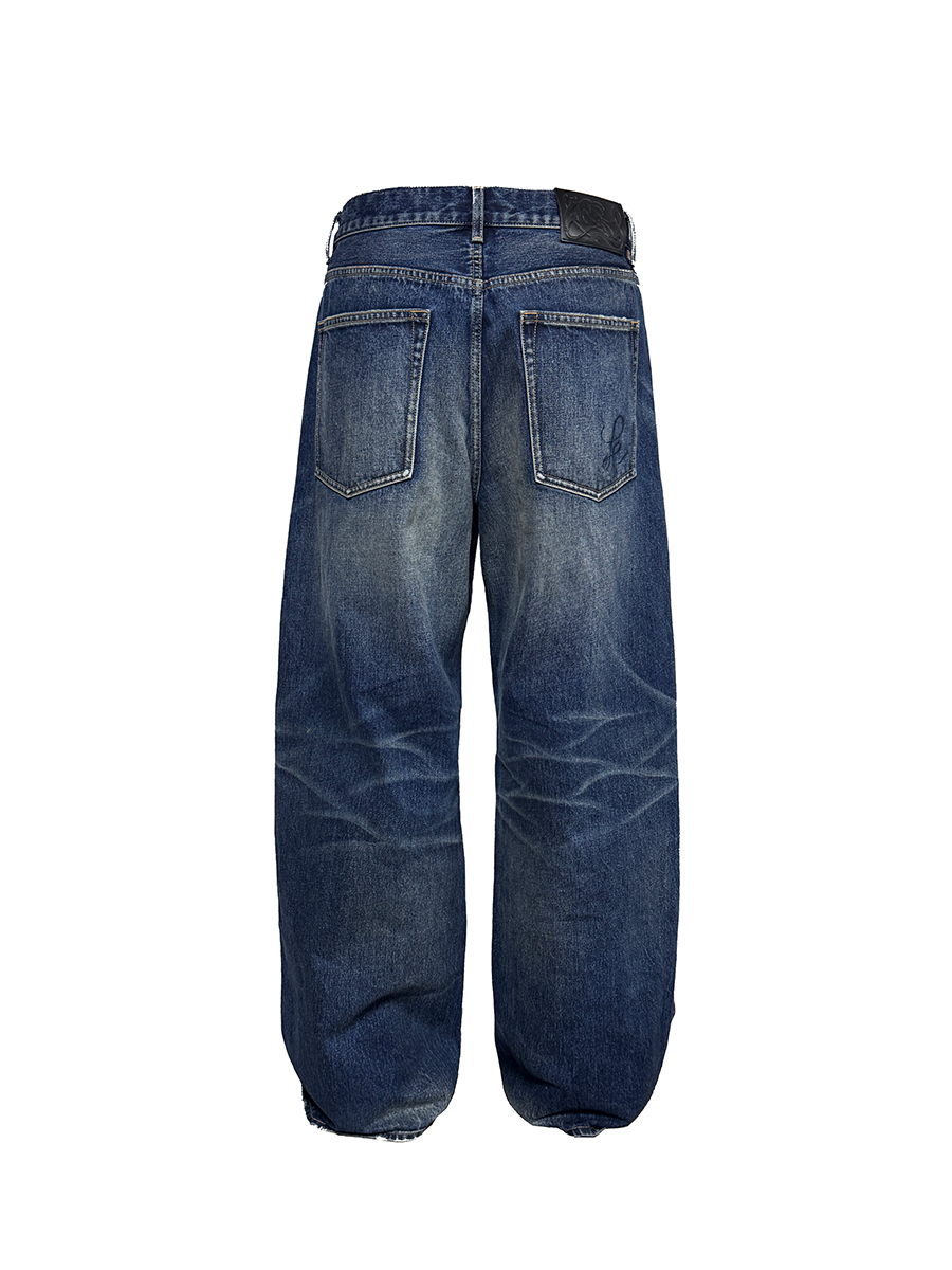 Straight Washed Blue Cow Jeans