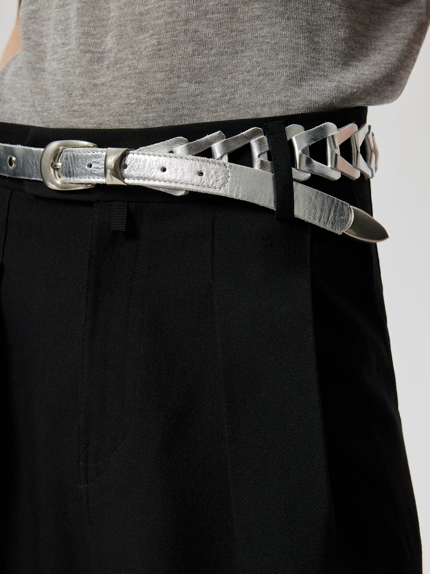 Metallic leather Braided Belt