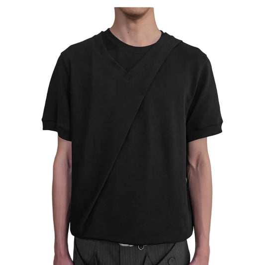 Double Neck Short Sleeve T-Shirt