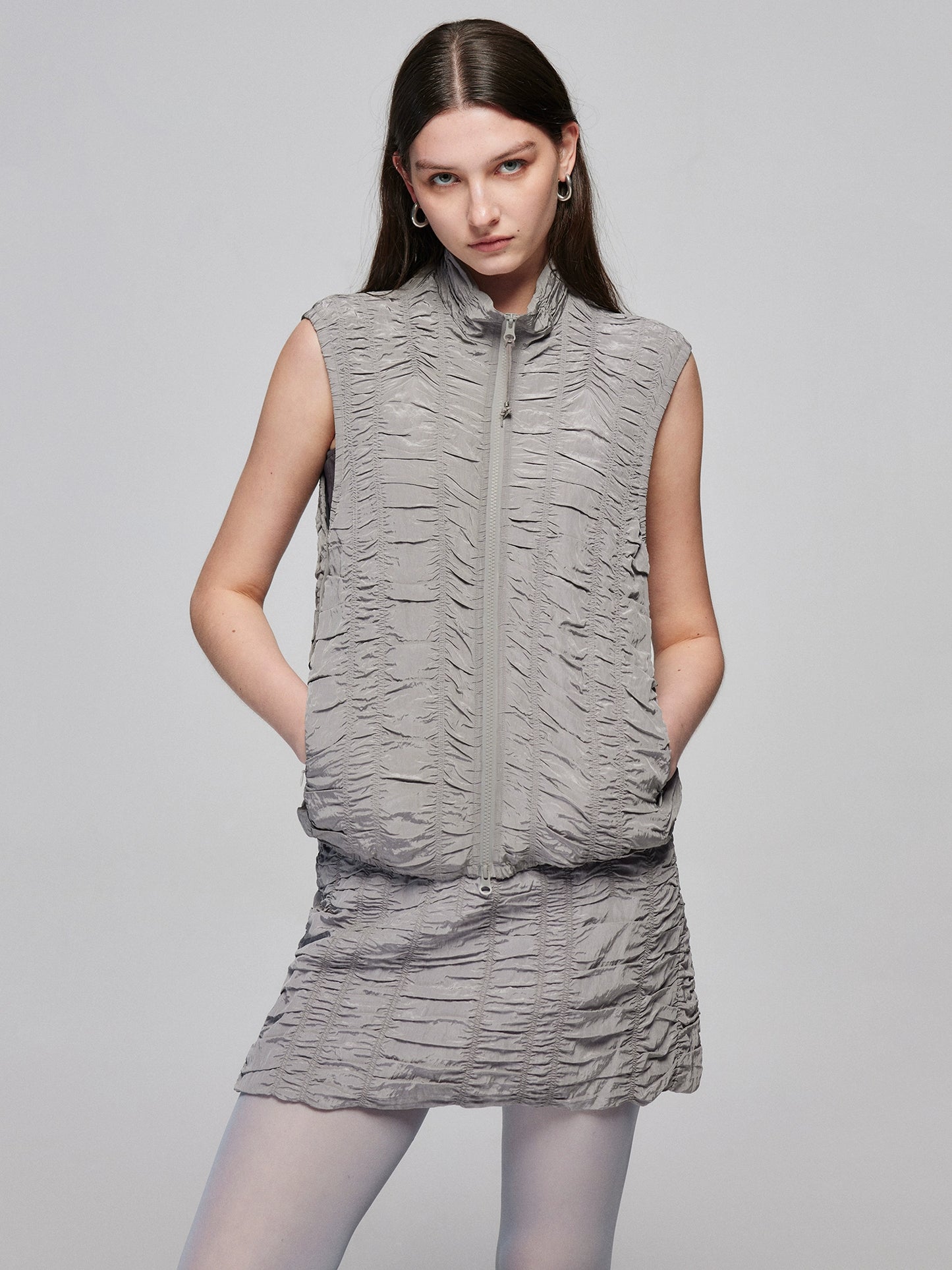 Ruched Zipper Vest