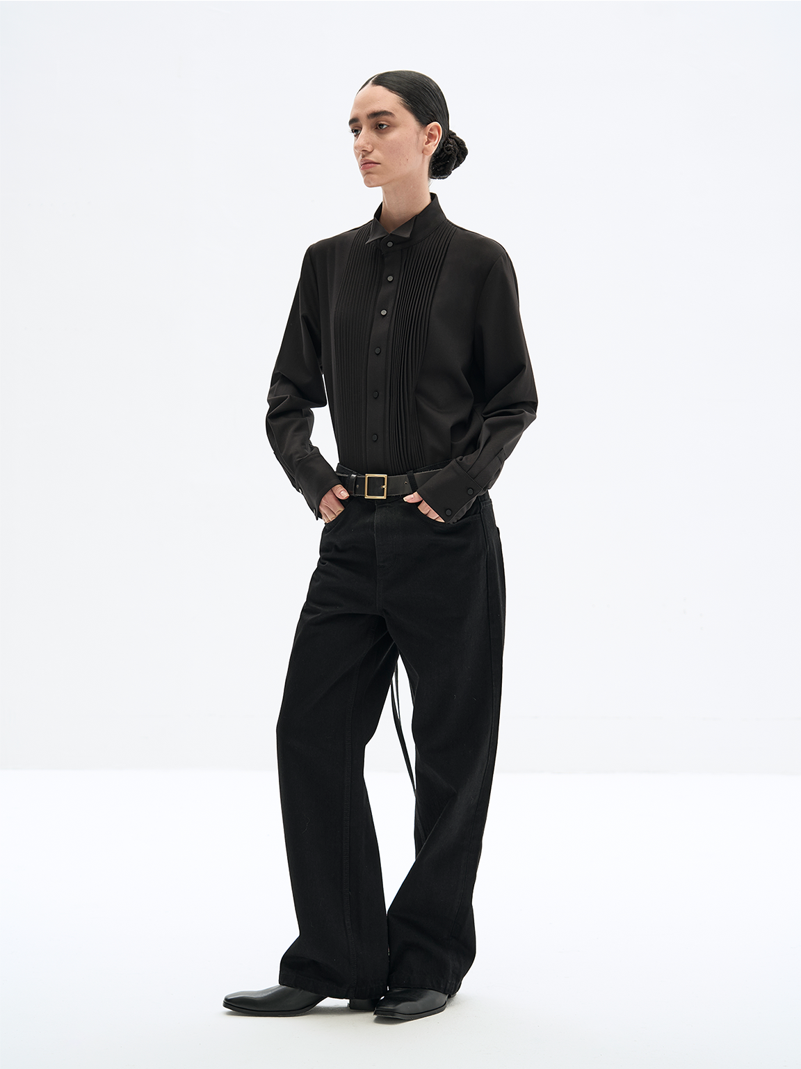 Organ pleats long sleeve shirt