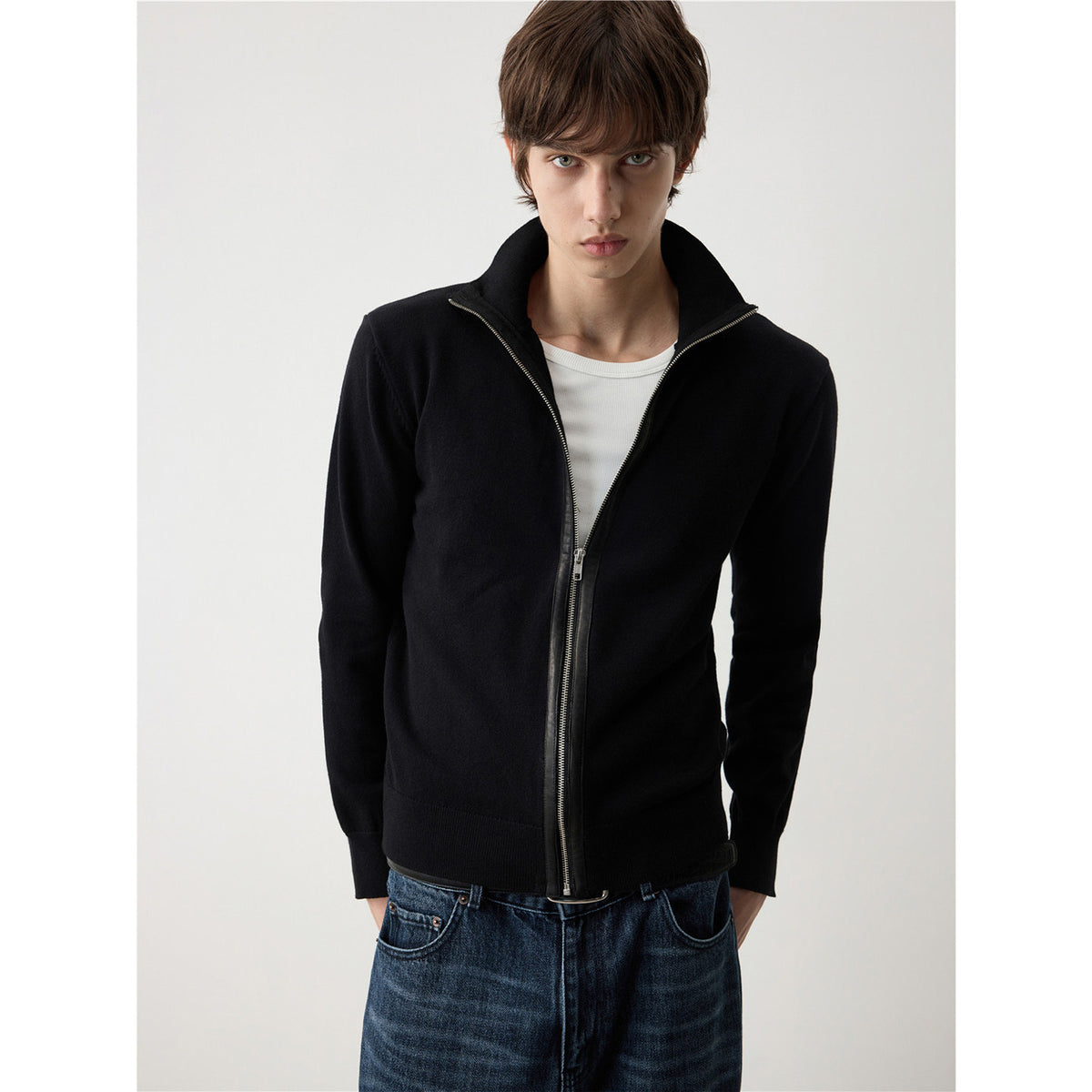 Wool Blend Sheepskin Cardigan