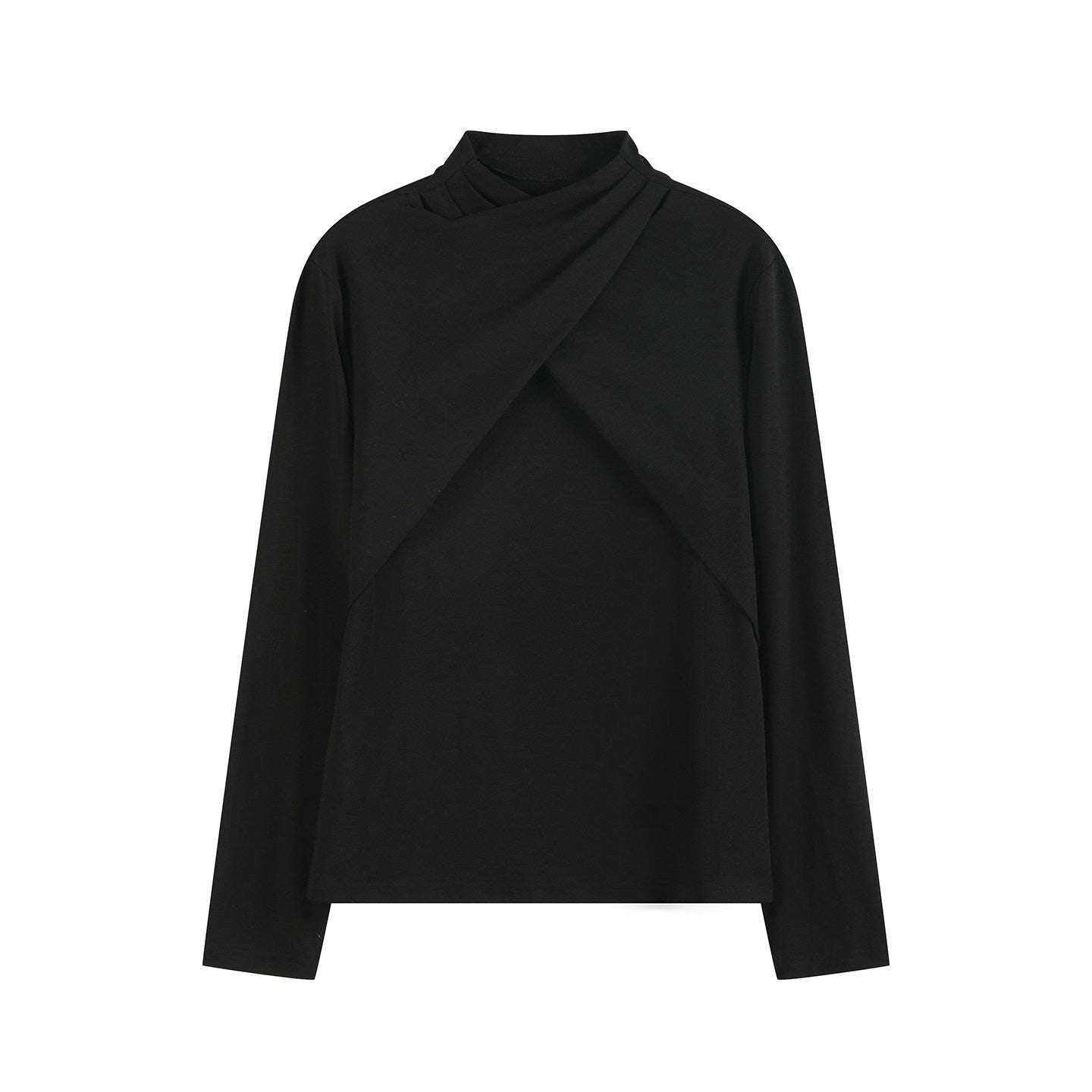 Pleated Long-Sleeve Single-Layer T-shirt