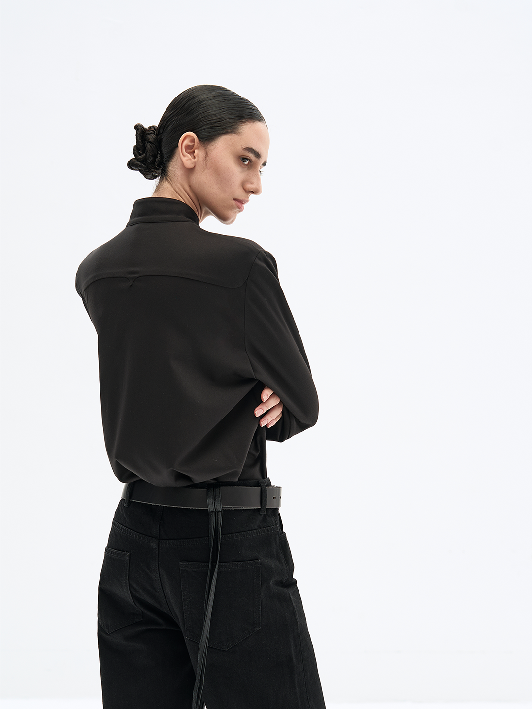 Organ pleats long sleeve shirt