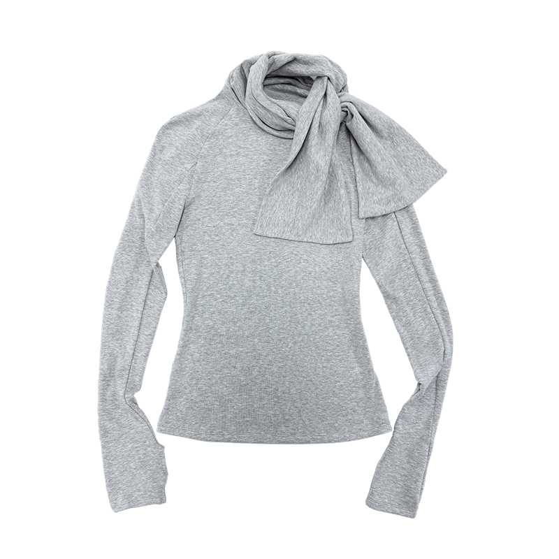 Scarf Neckline Lace-up T-shirt