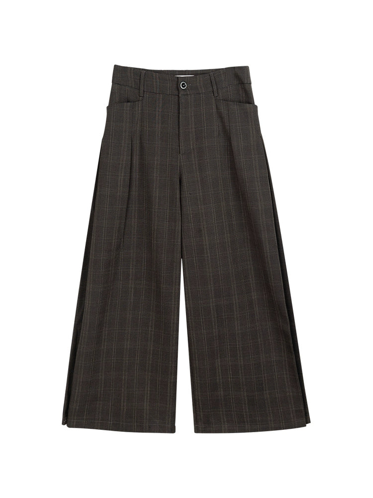 Plaid Double Pleated Pants