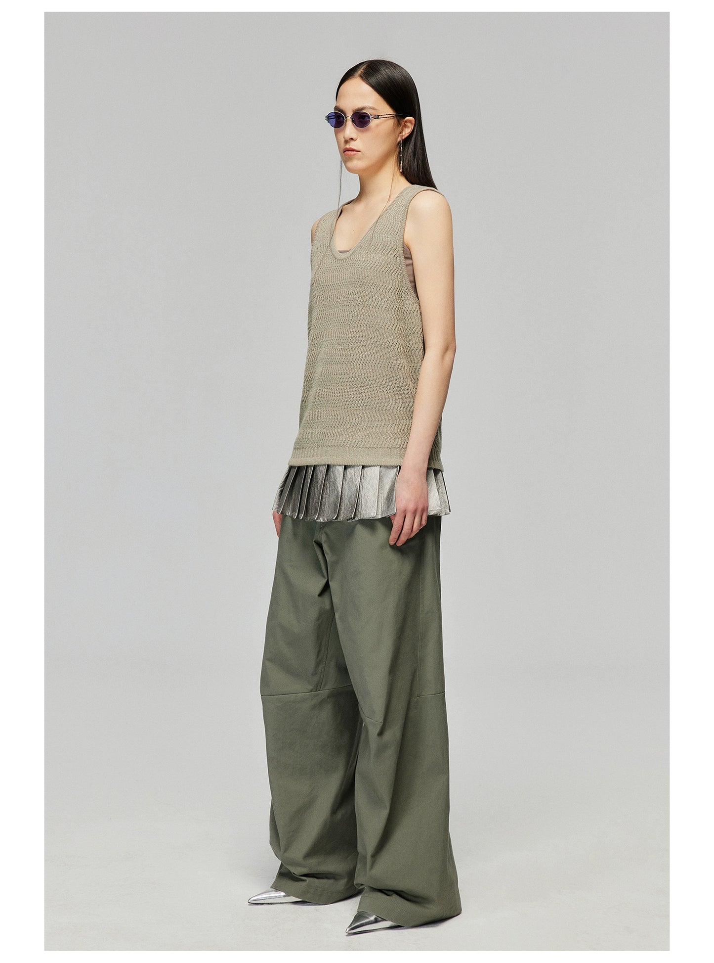 Silver pleated skirt