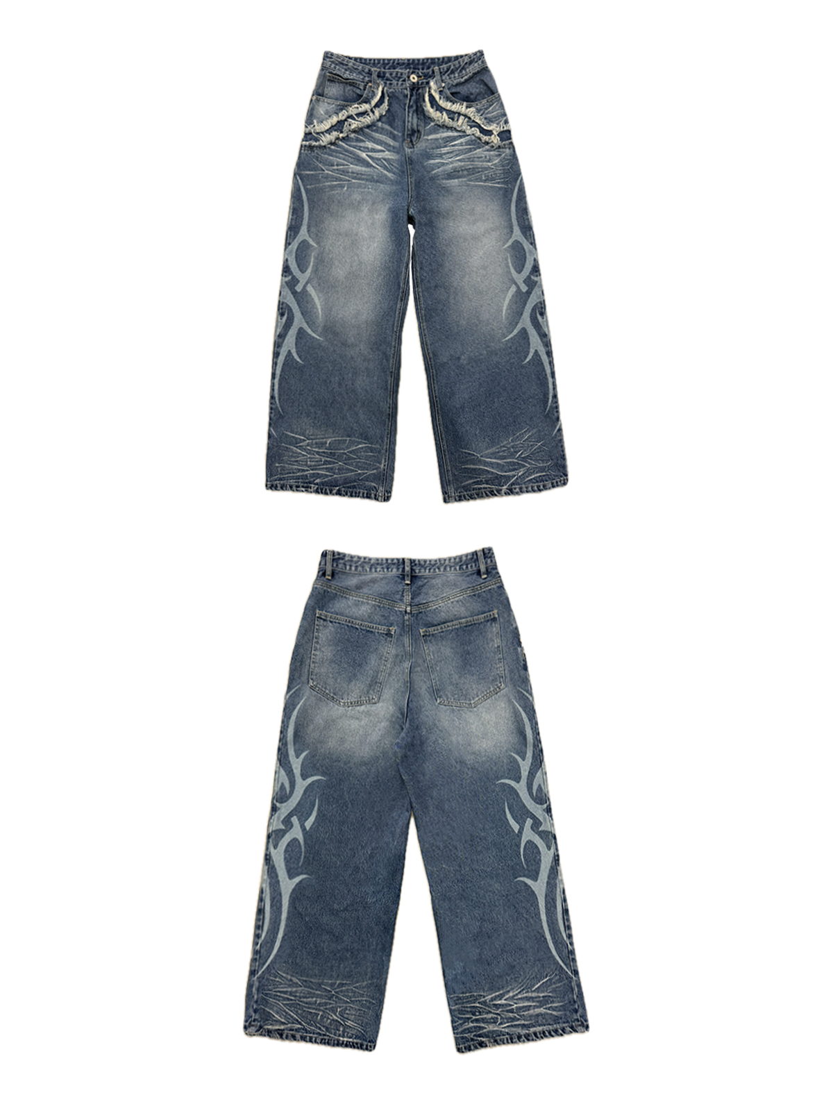 ice-blue washed baggy-fit jeans