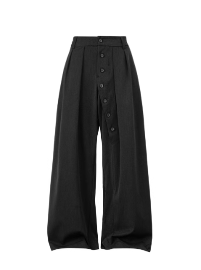 "Lunar Eclipse" loop-up grey live-pleated kendo trousers
