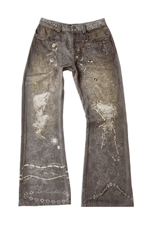 Digital 3D Print Design Slim Bootcut Jeans