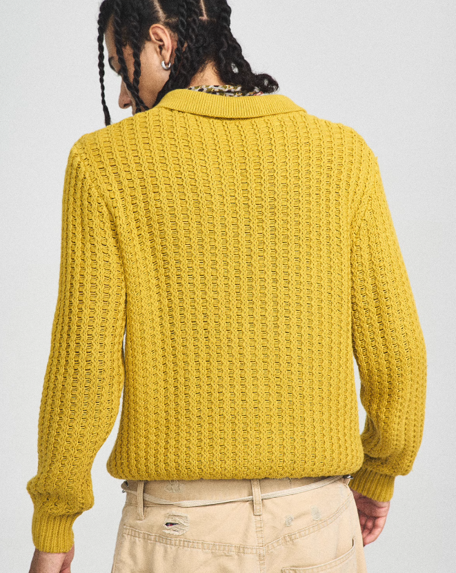 button-down badge cardigan