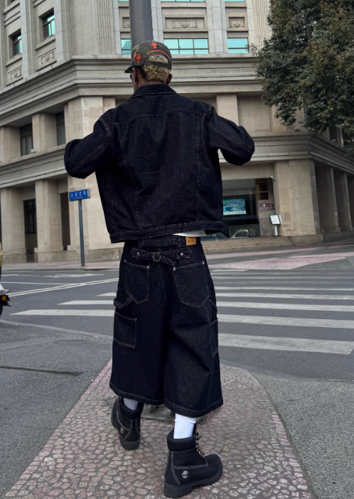 Washed raw short denim jacket