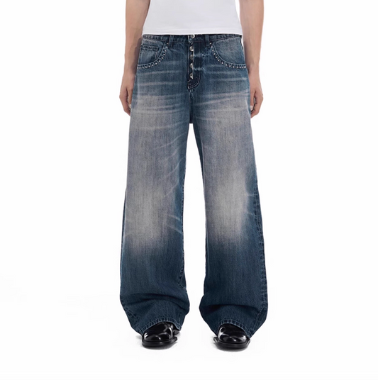 Heavy Washed Embroidery Jeans