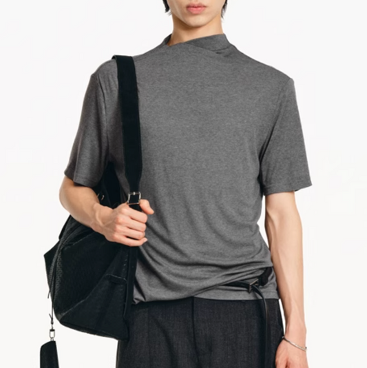 DIAGONAL TURTLENECK SHORT SLEEVE T-SHIRT