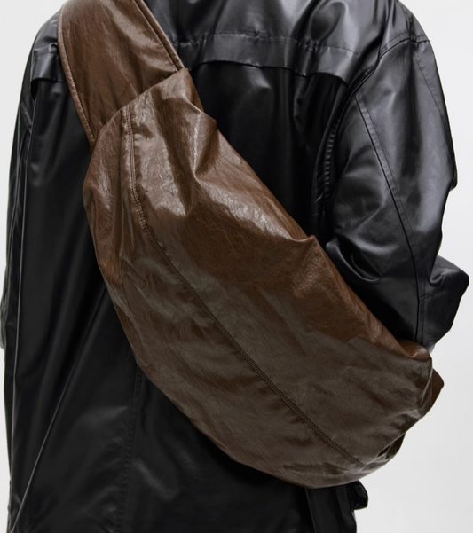 NATURAL TEXTURE LEATHER SHOULDER BAG