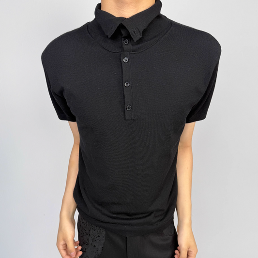"Accumulation" layered collar Short Sleeve T-Shirt