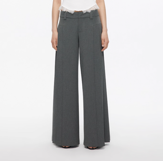 Pleated low-rise wide trouser