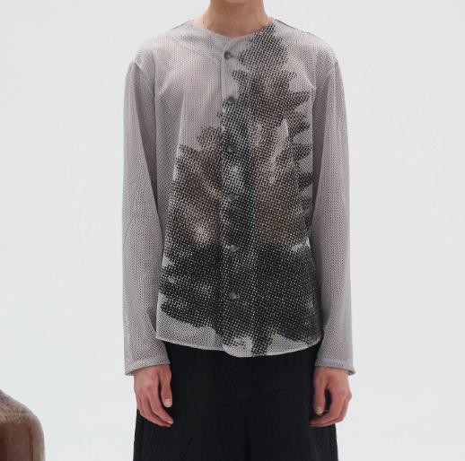 Pine Print Mesh Cardigan