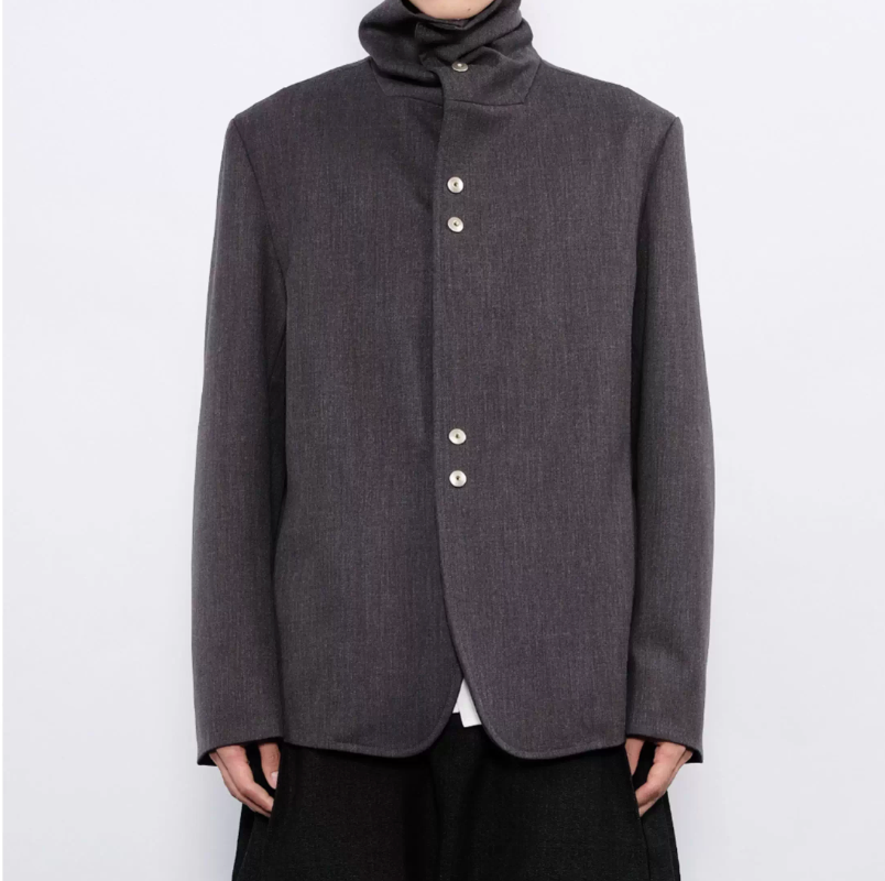 Stacked Collar Metal Button Jacket