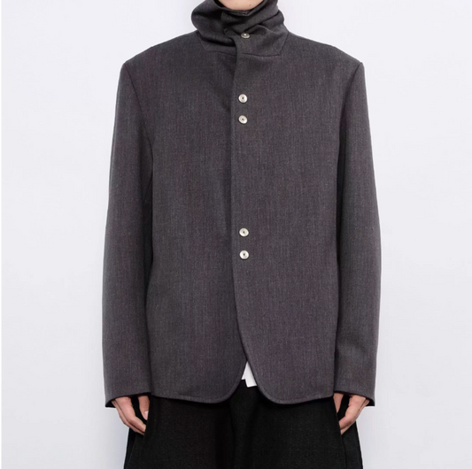 Stacked Collar Metal Button Jacket