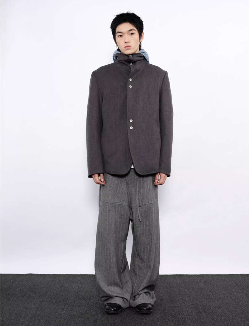 Stacked Collar Metal Button Jacket