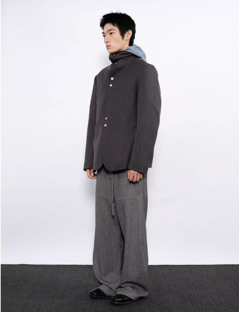 Stacked Collar Metal Button Jacket