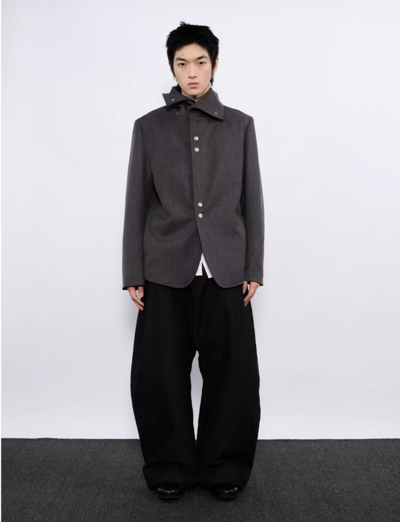 Stacked Collar Metal Button Jacket