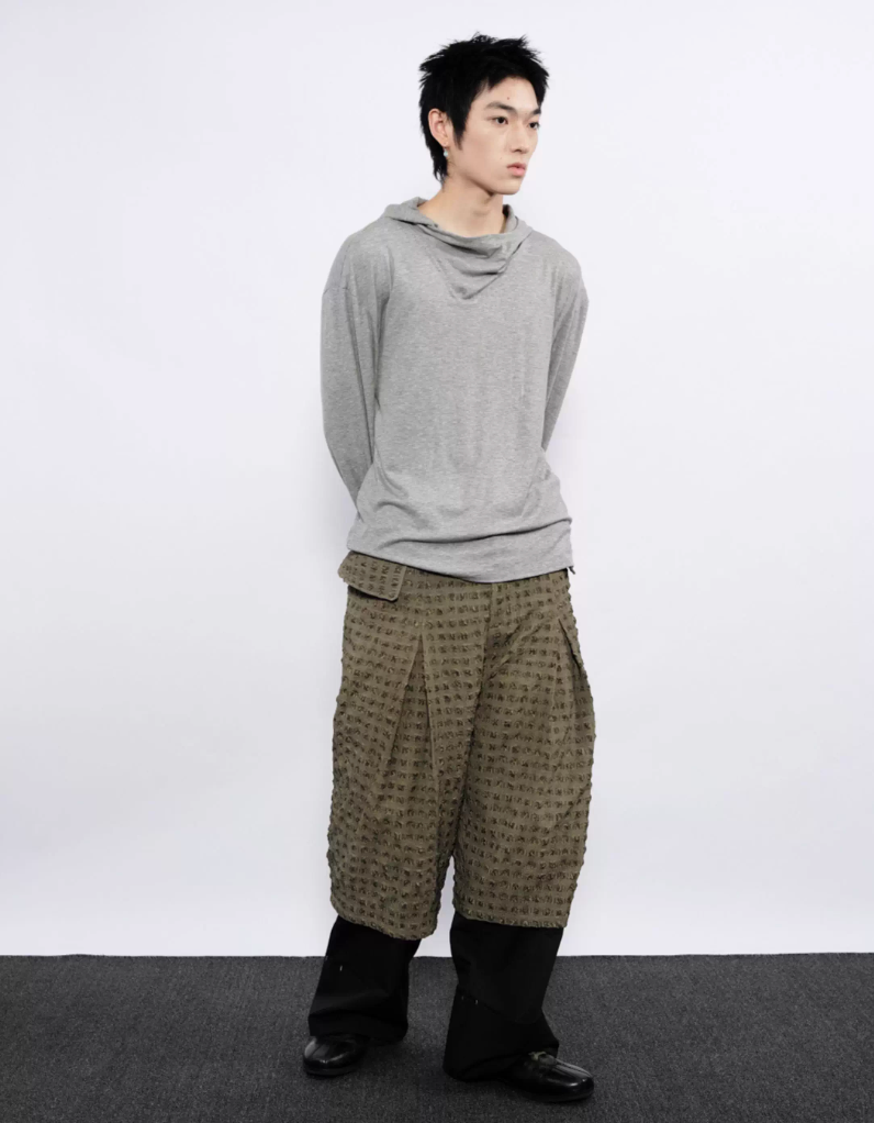 Wrap-around Hooded Long Sleeve T-Shirt